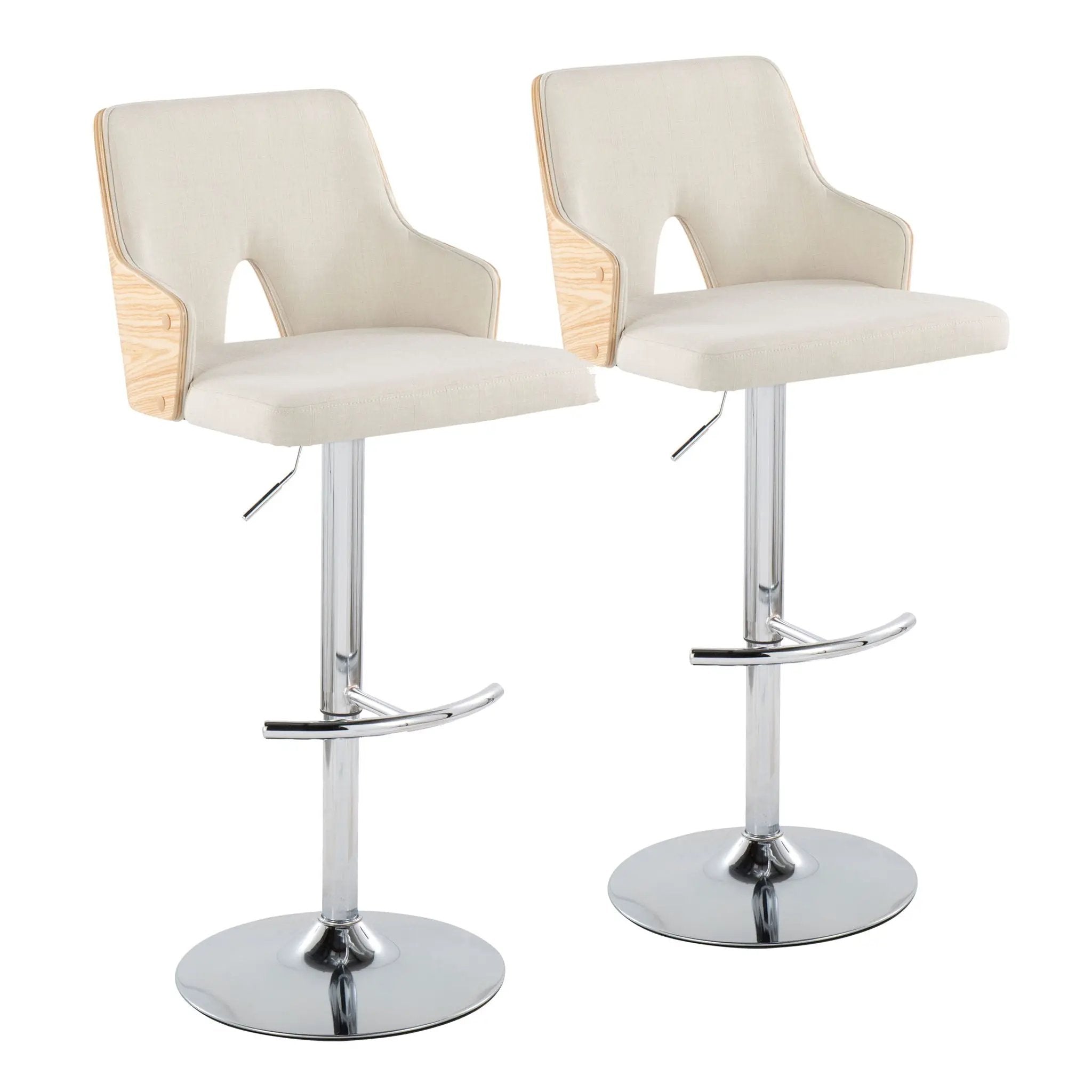 Stella - Contemporary Adjustable Barstool Stool With Swivel & Rounded T Footrest (Set of 2) by Unique Piece Furniture
