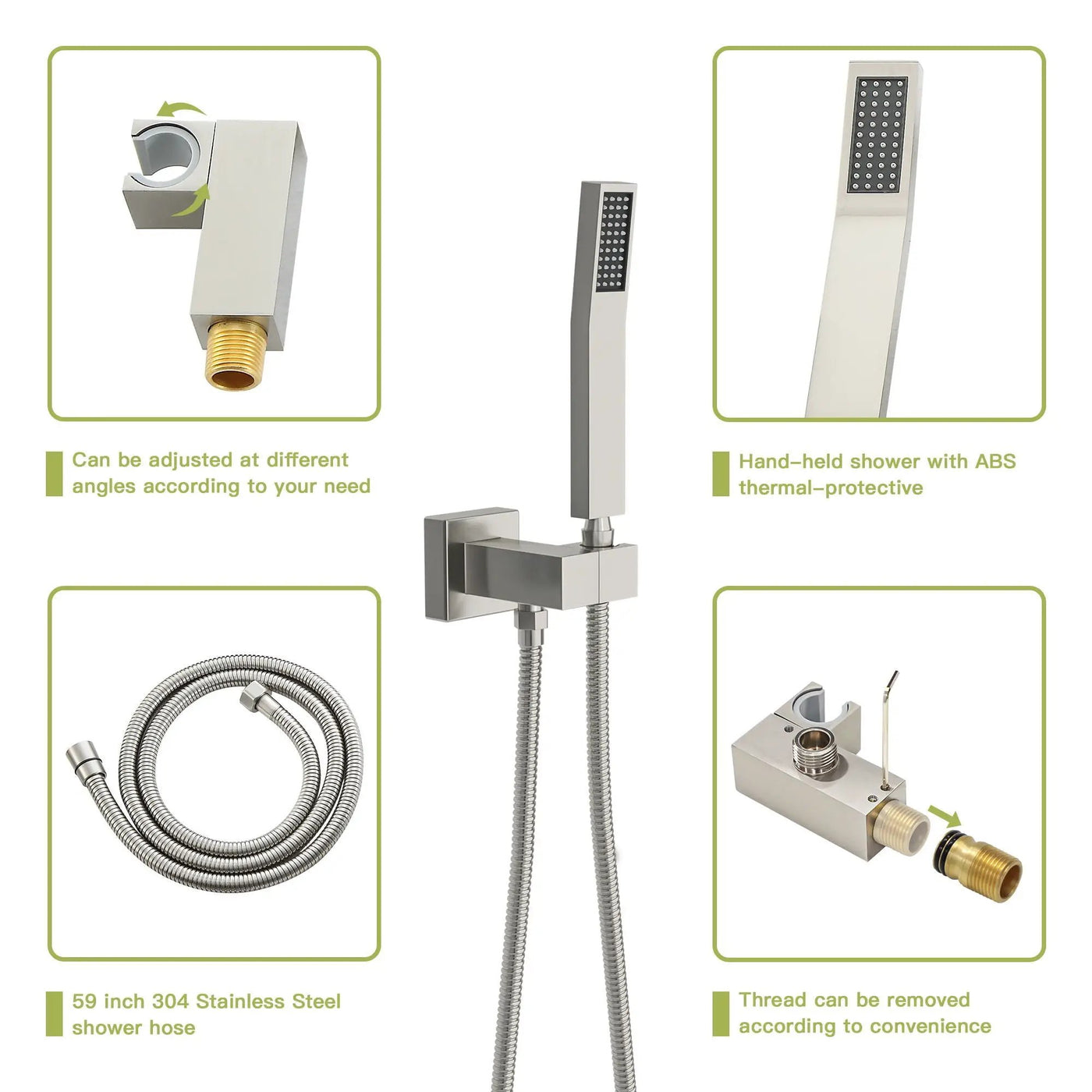 Modern Shower System With Waterfall Tub Spout, 12" Ceiling Mount Square Shower by HouseOfZazla