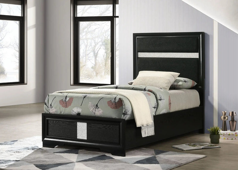 Miranda 54-inch Upholstered Twin Panel Bed Black by Unique Piece Furniture