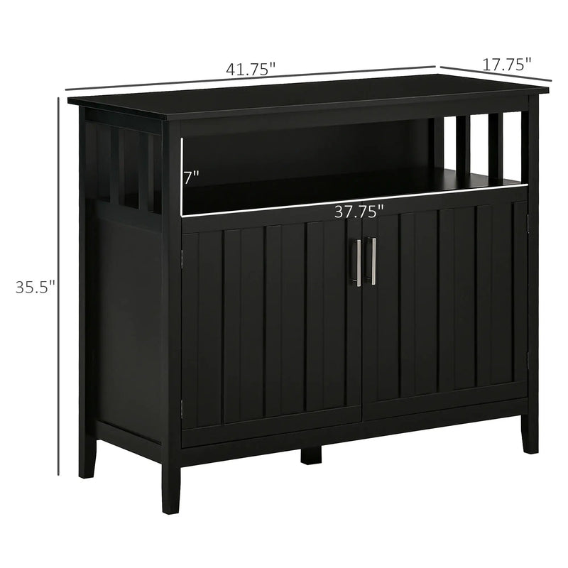 Homcom - Sideboard Buffet Cabinet, Kitchen Cabinet, Coffee Bar Cabinet With 2 Doors And Adjustable Shelves For Entryway Living Room - Black by HouseOfZazla