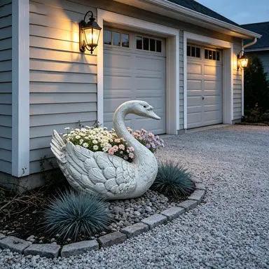 12.6'' Tall Swan Sculpture Planter by HouseOfZazla