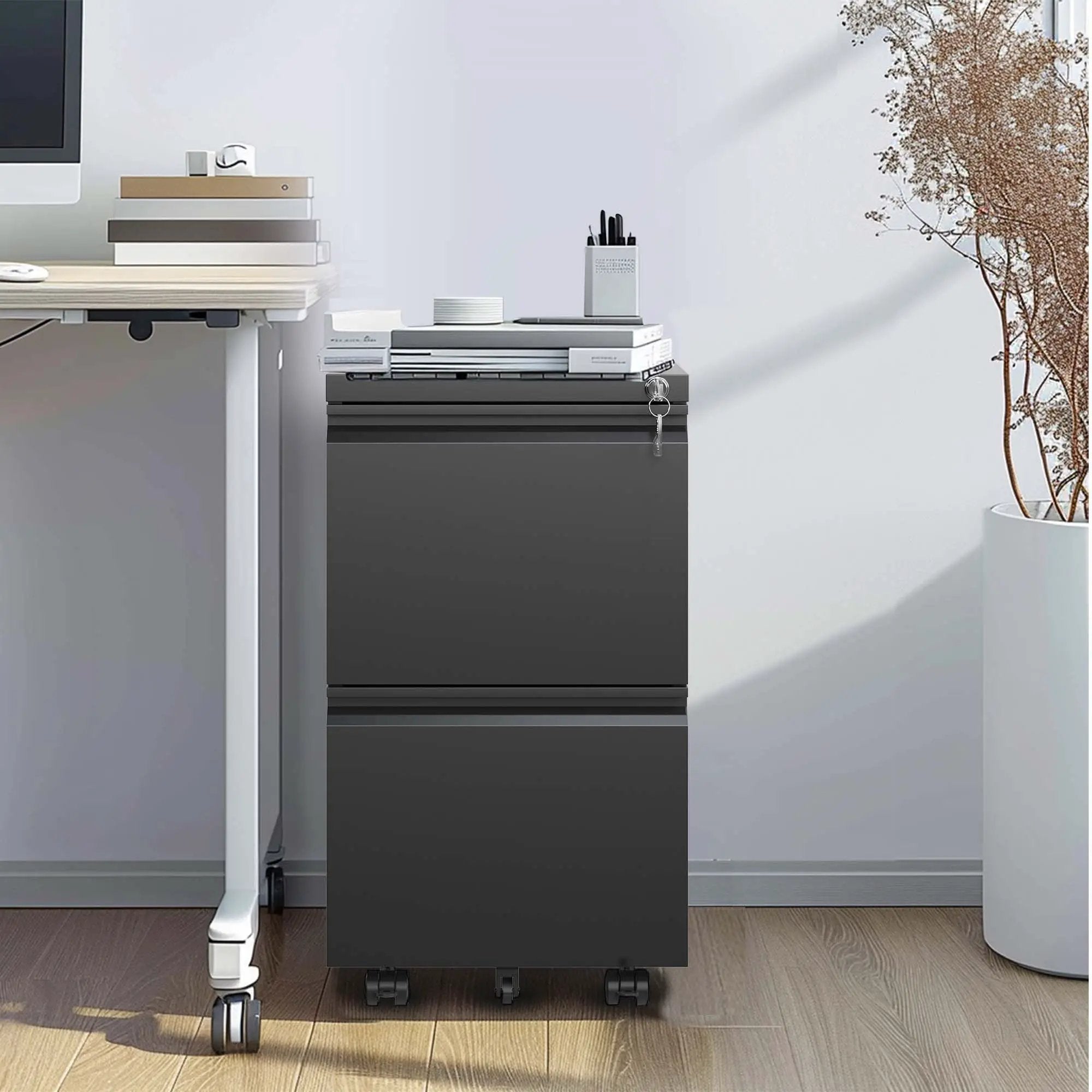 Metal Drawer Mobile File Cabinet With Lock For Home Office Organizer by Unique Piece Furniture