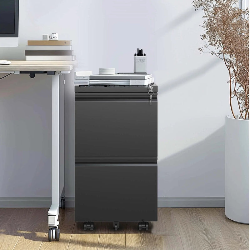 Metal Drawer Mobile File Cabinet With Lock For Home Office Organizer