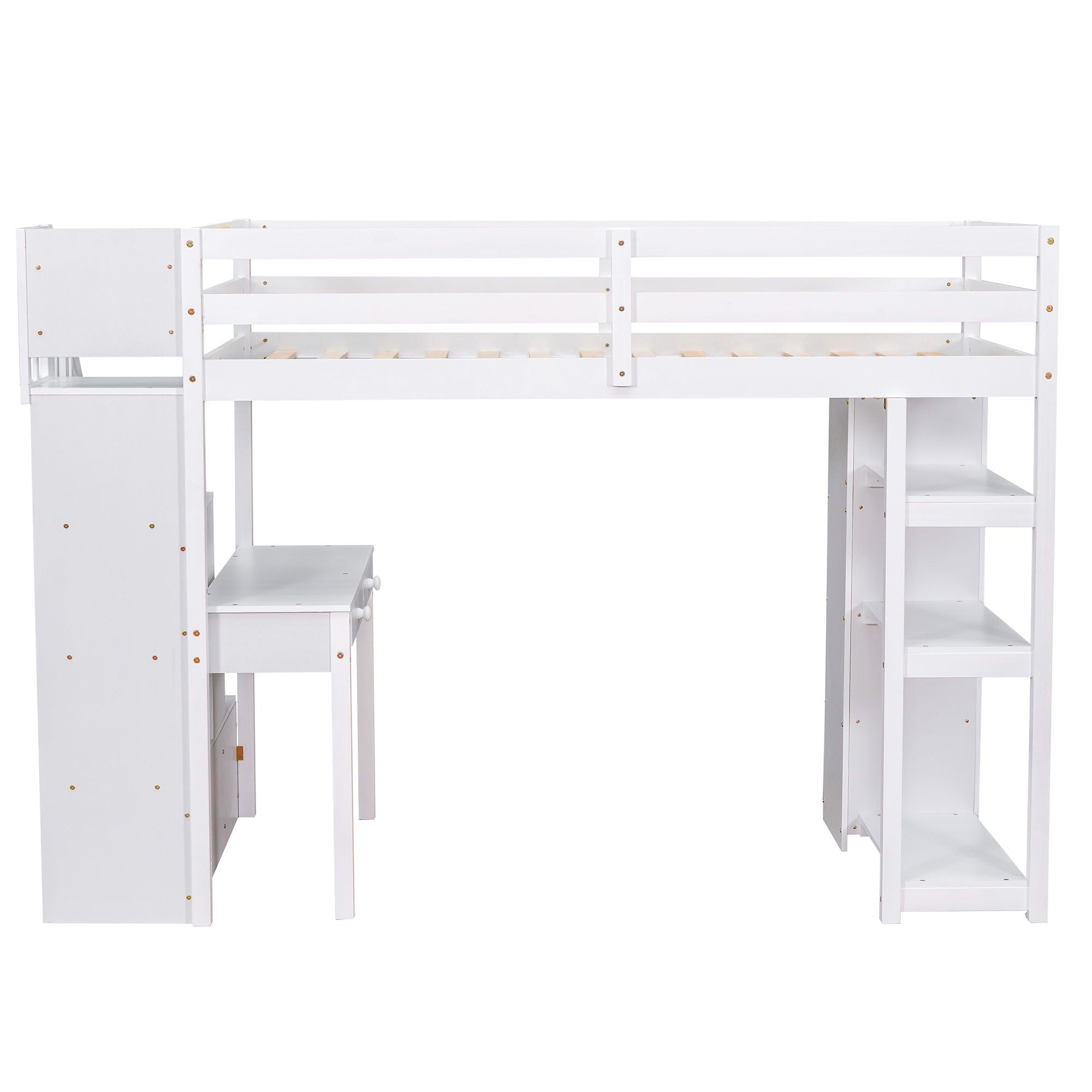Loft Bed With Storage Drawers, Desk And Stairs With Shelves by HouseOfZazla