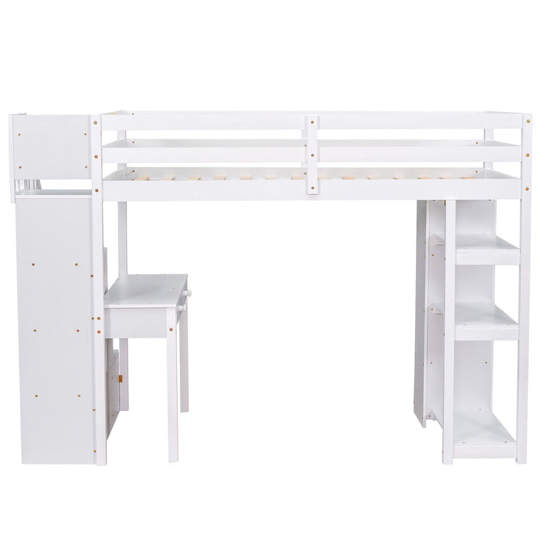 Loft Bed With Storage Drawers, Desk And Stairs With Shelves by HouseOfZazla