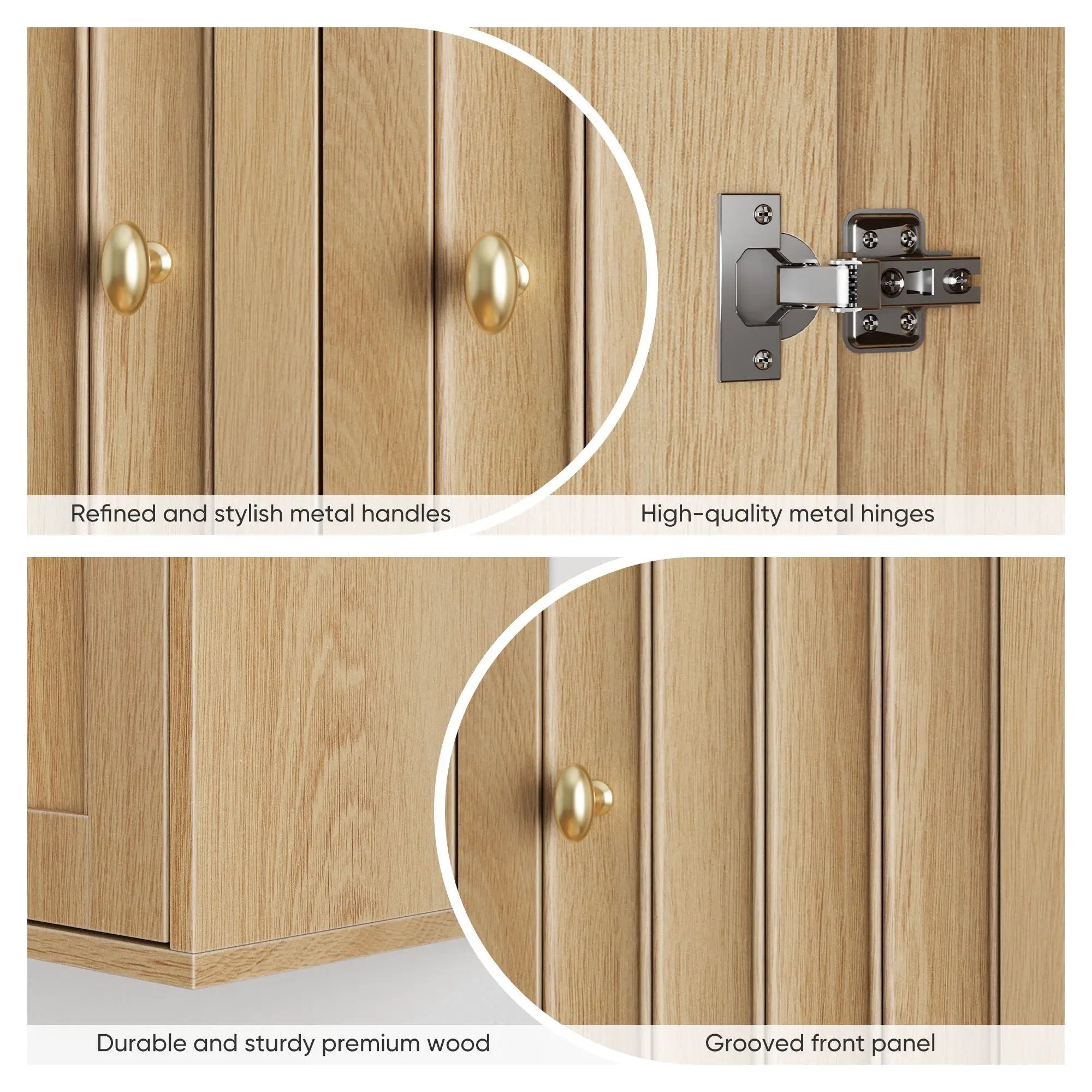 Wall Mounted Bathroom Cabinet With Double Doors And Vertical Grooved Design For Bathrooms - Oak by Unique Piece Furniture