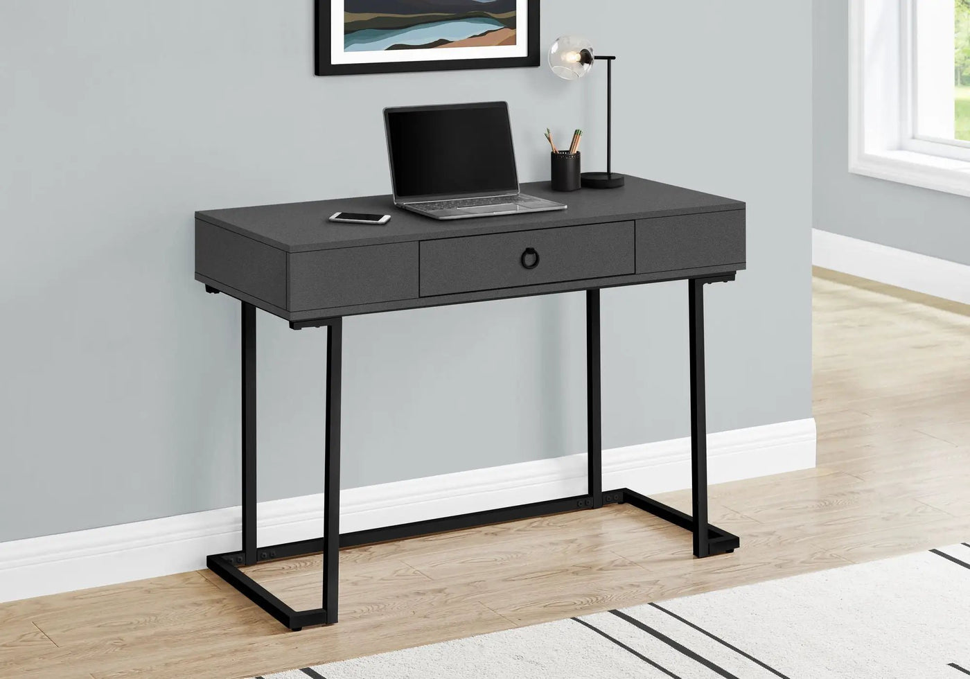 Computer Desk For Home Office, Glossy, Storage Drawer by HouseOfZazla