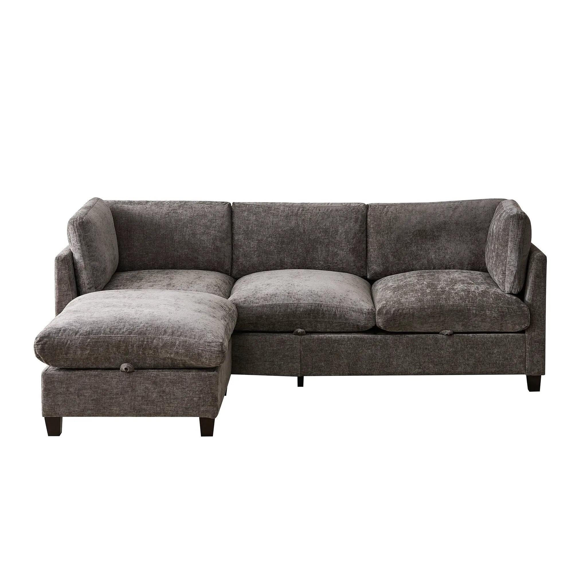 Chenille Upholstered L-Shape Sectional Couch by HouseOfZazla