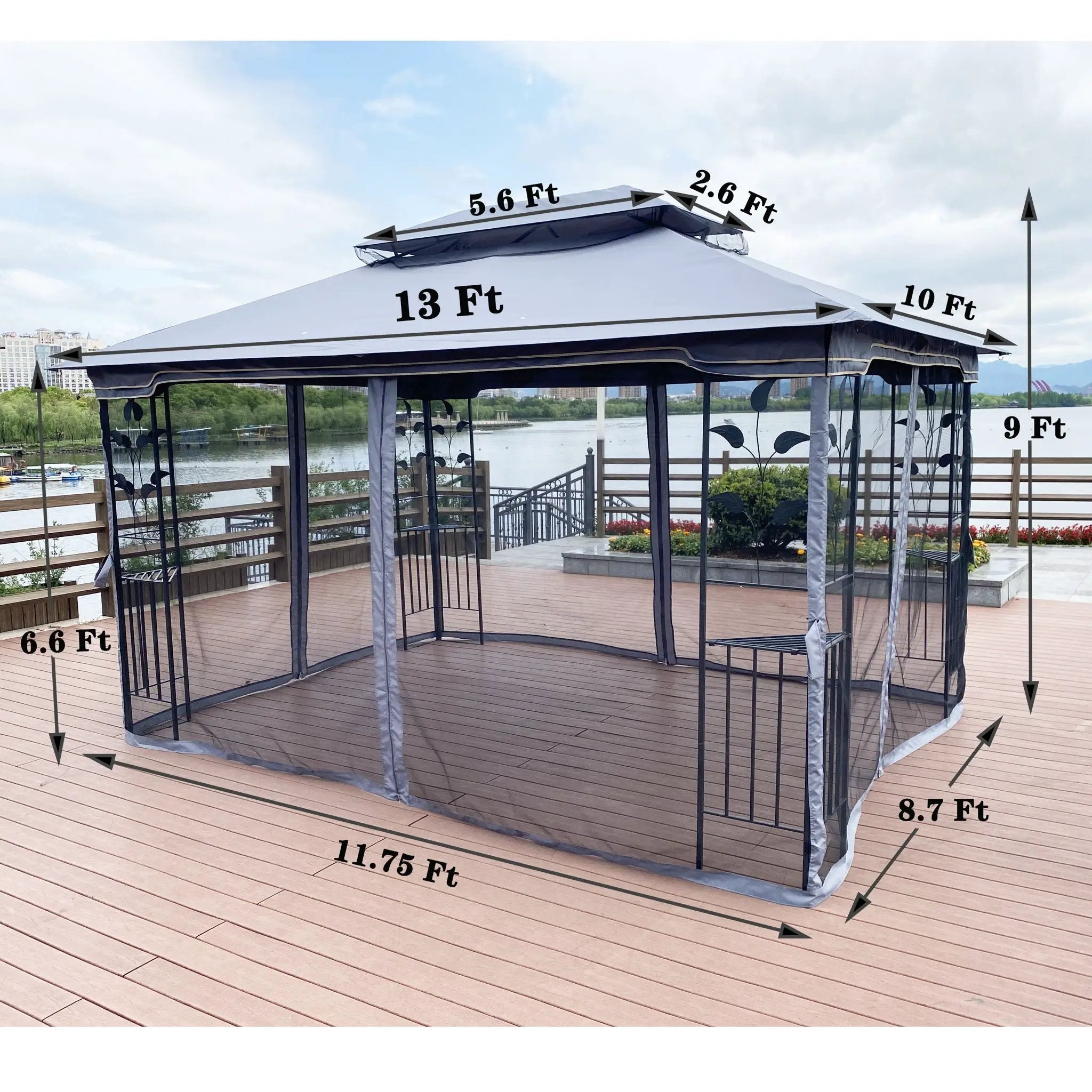 Patio Gazebo Tent With Ventilated Double Roof And Mosquito Net For Backyard Or Garden by Unique Piece Furniture