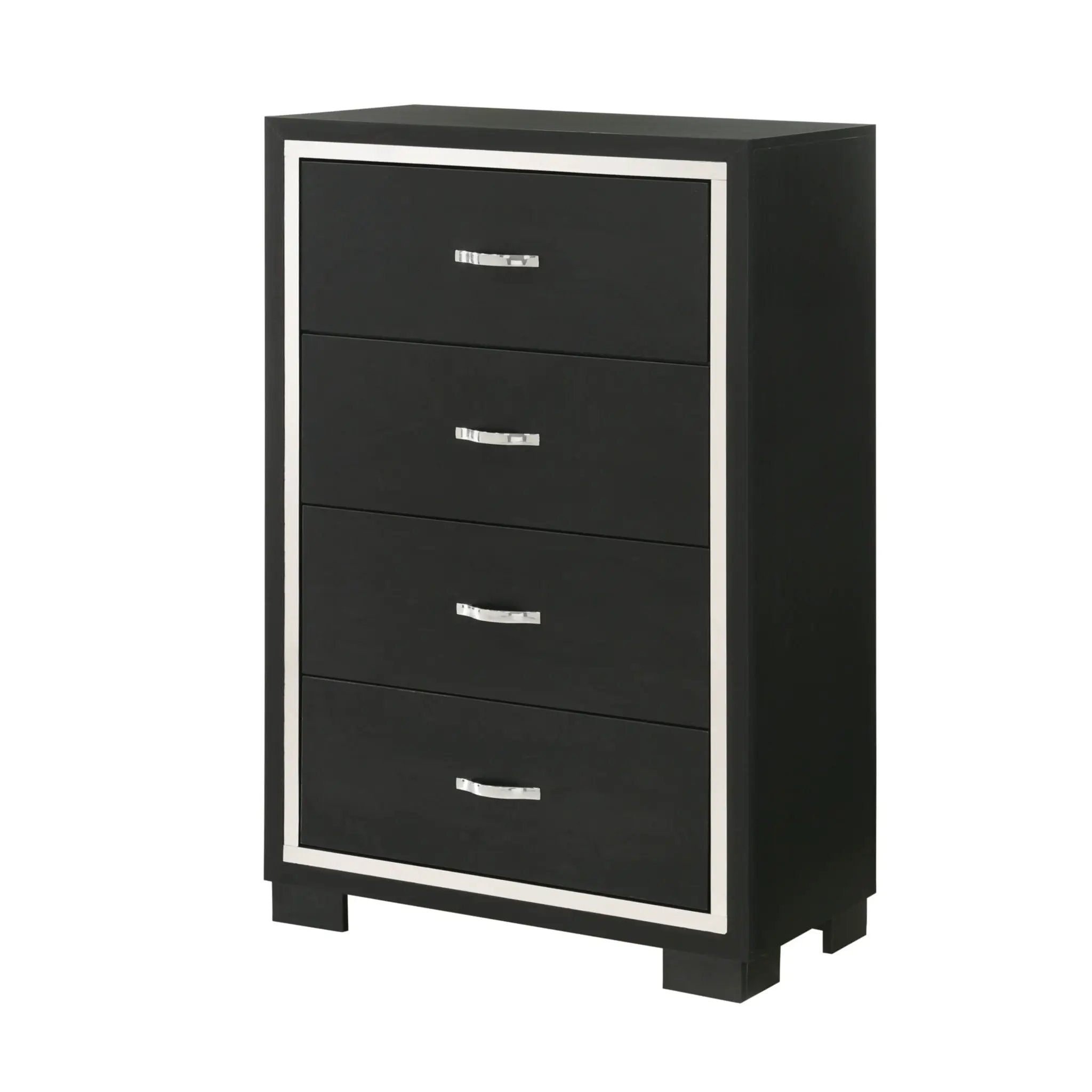 4 Drawer Bedroom Chest With Handles Furniture - Black by Unique Piece Furniture