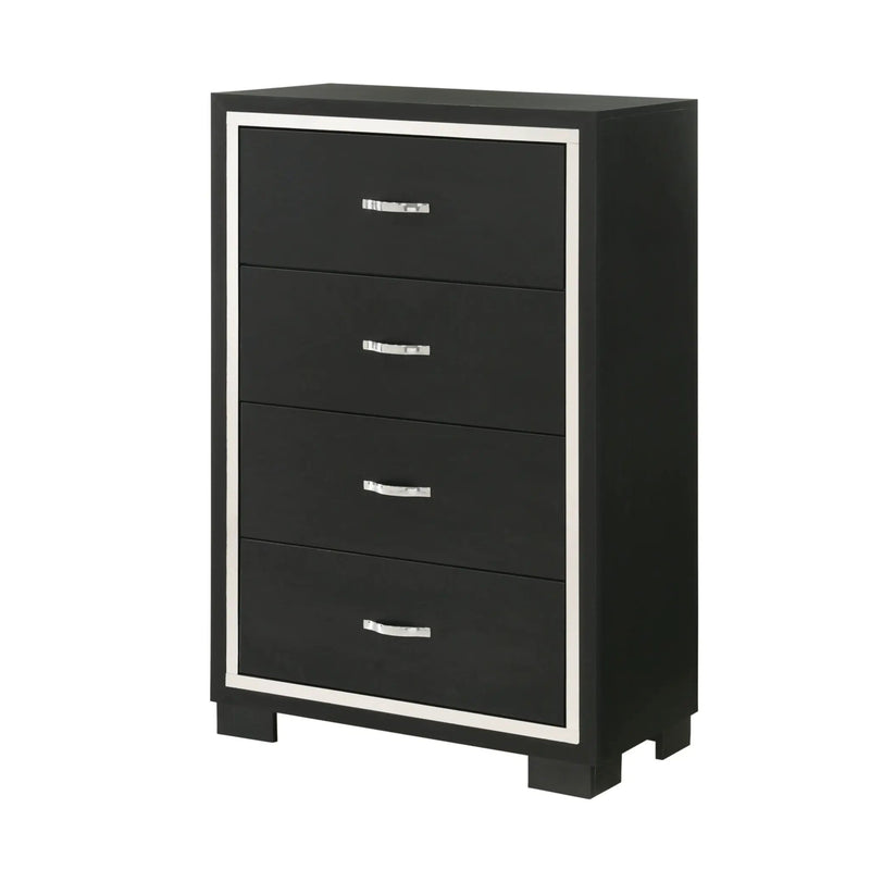 4 Drawer Bedroom Chest With Handles Furniture - Black by HouseOfZazla