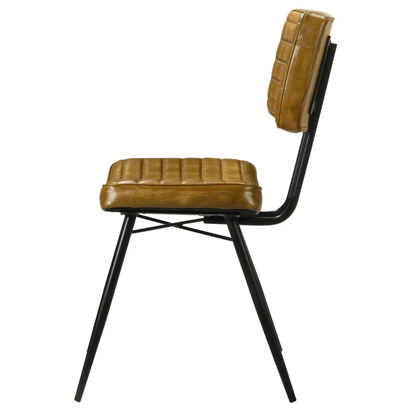Tufted Side Chairs Upholstery And Tapered Legs (Set of 2) - Camel by HouseOfZazla