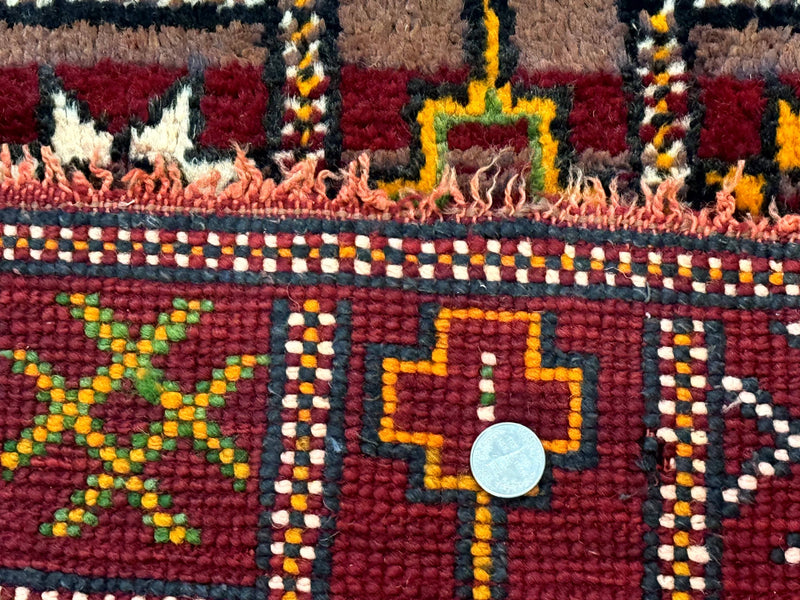 Moroccan Berber Tribal Rug 3x5, Geometric Area Rug, Red Orange Brown by Jewel Rugs