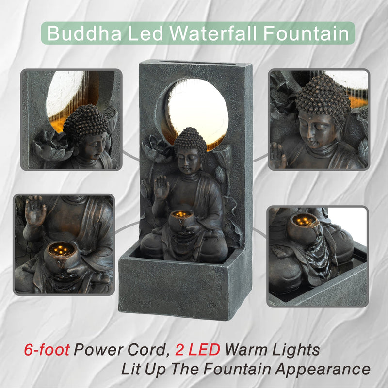 Resin Buddha Wall Panel Outdoor Fountain 28 Inch LED, photo 8 of 10