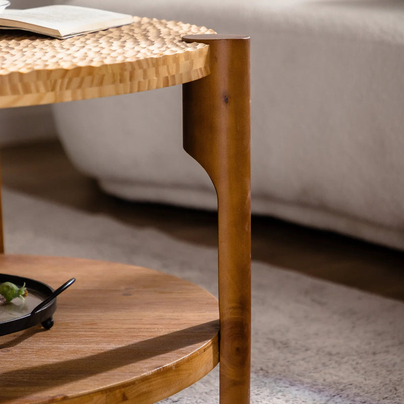 Round Coffee Table with Solid Wood for Living Room by HouseOfZazla