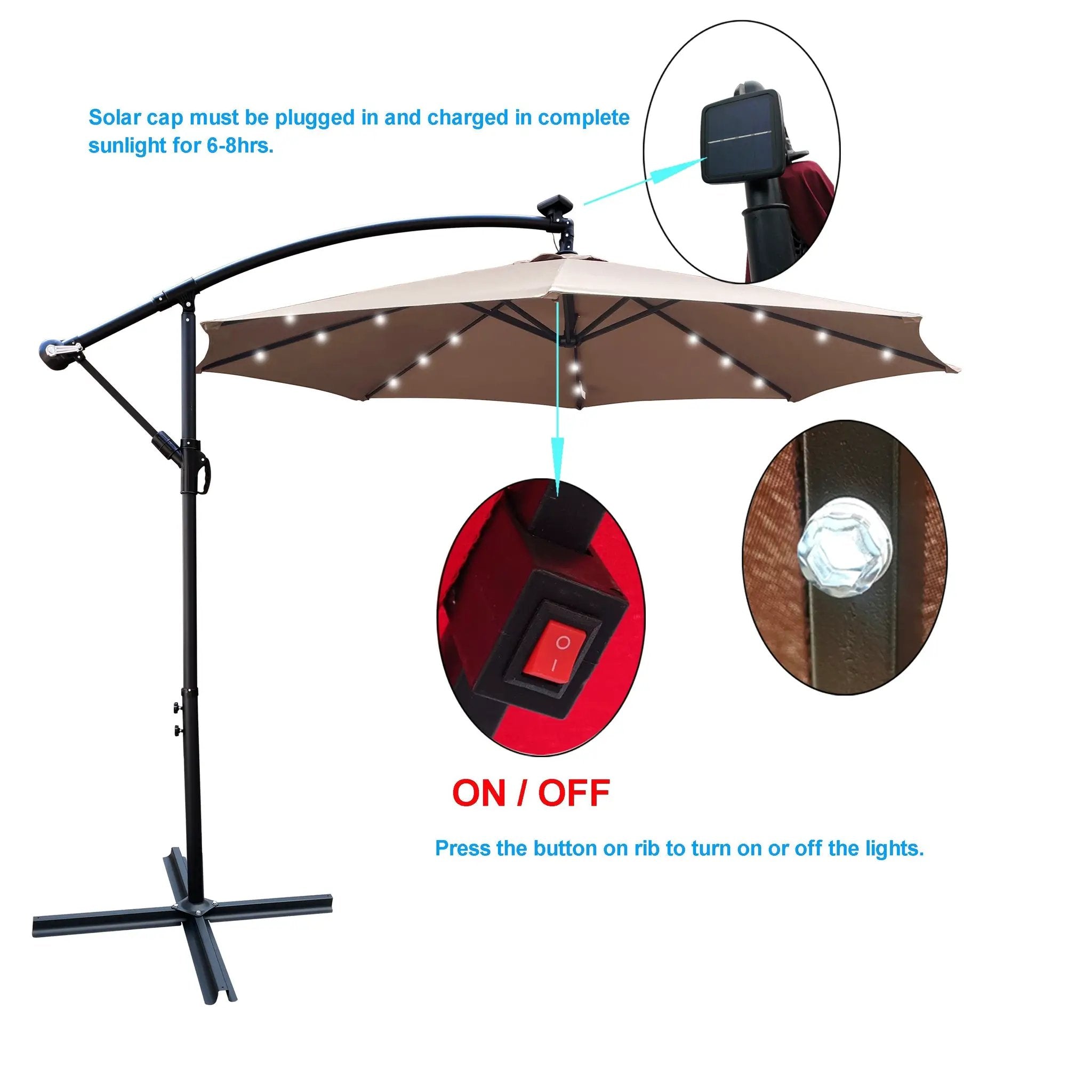 10 ft Outdoor Solar Powered LED Patio Umbrella by HouseOfZazla