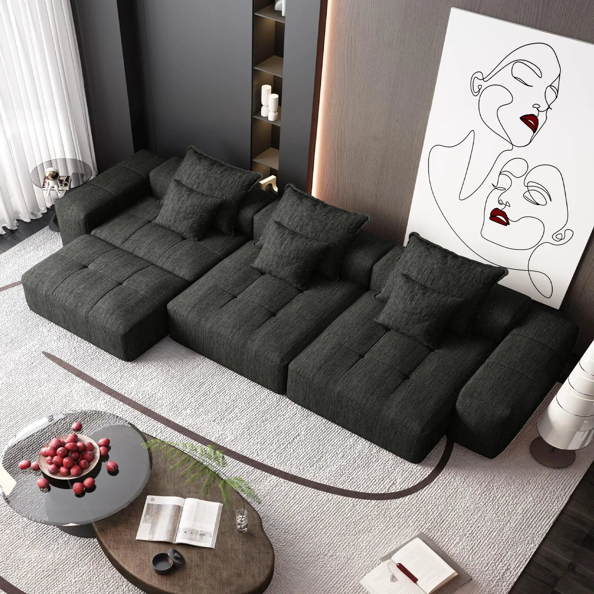 Modern Oversized DIY Combination Modular Sectional Sofa With Pillows by HouseOfZazla