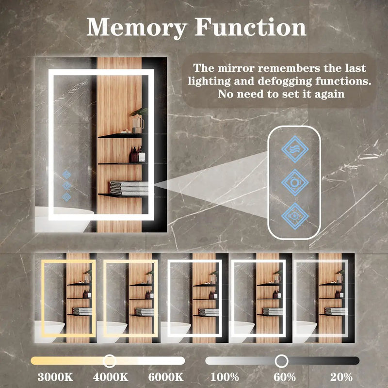 3000-6000K LED Bathroom Mirror With Lights, Anti-Fog Dimmable Lighted Wall Mounted Vanity Mirror Master Bath Modern Makeup (Only Mirrors, Not Cabinets) Horizontal & Vertical by Unique Piece Furniture