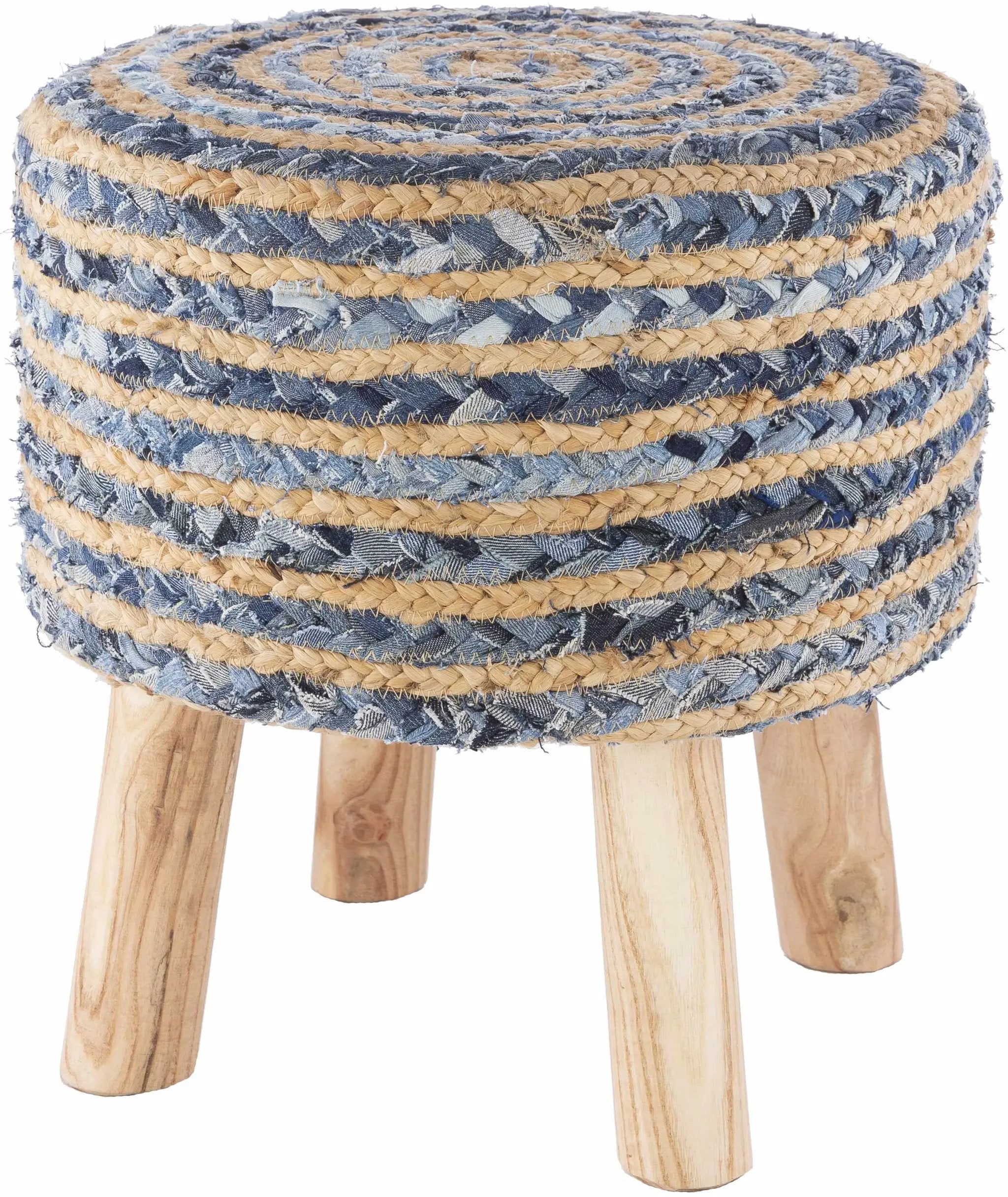 Fermont Hand Crafted Denim Jute Ottoman by Boutique Rugs