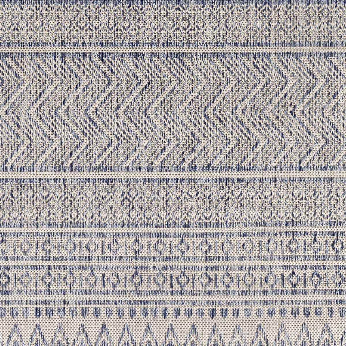 Madras Navy All Over Performance Outdoor Rug, sample swatch