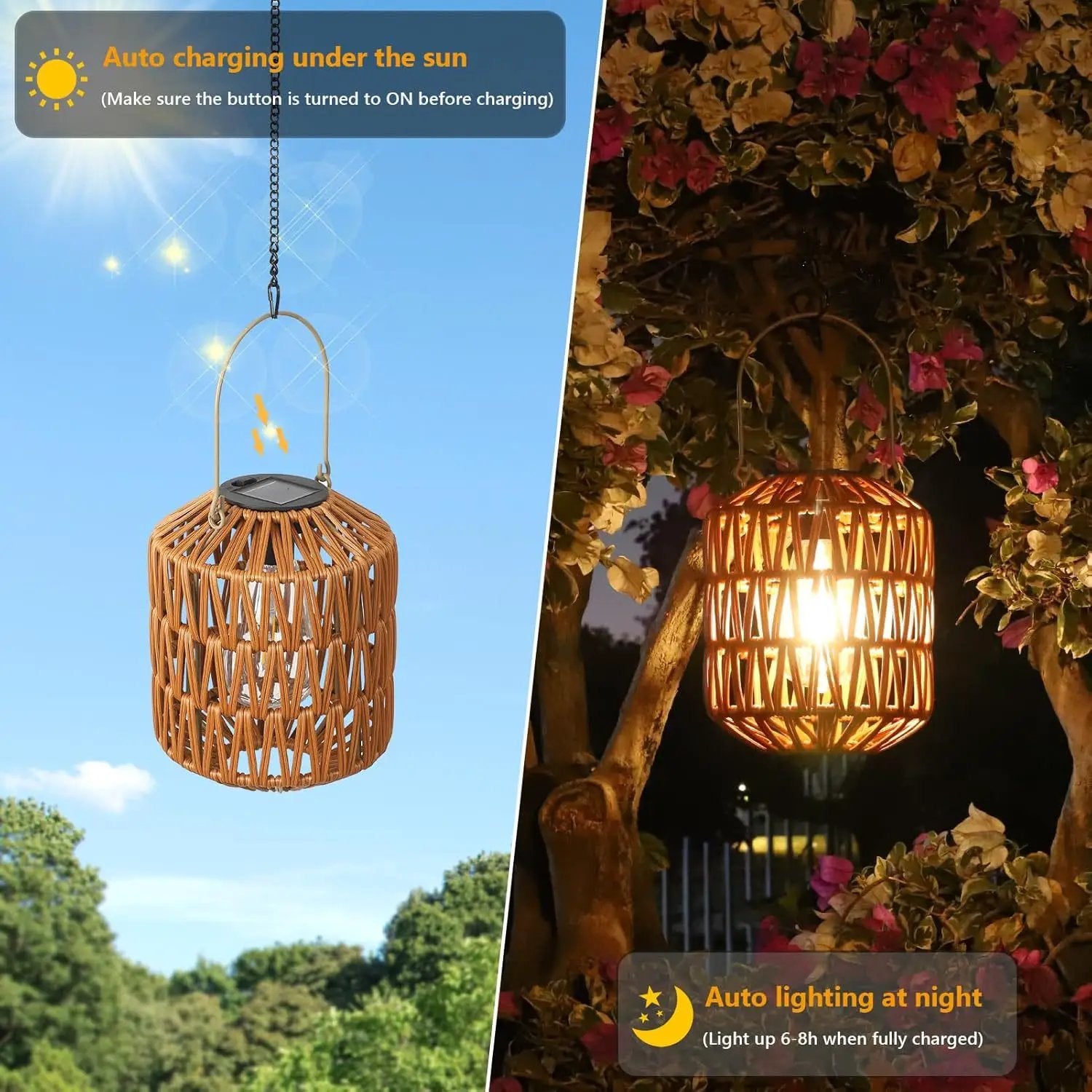 2 Pack Solar Lanterns Outdoor Waterproof by HouseOfZazla