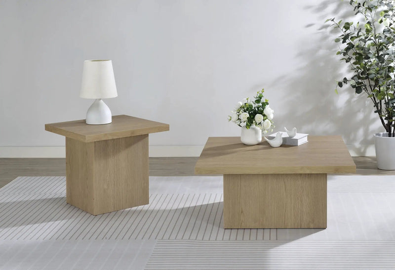 Devar 2-piece Square Cocktail Coffee End Table Set Latte by Unique Piece Furniture