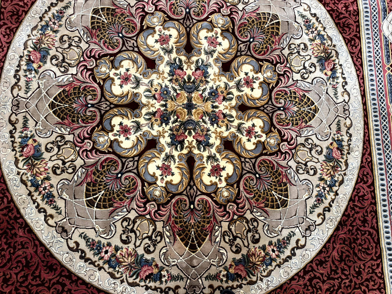 Wonderful Aubusson Rug 10x14, Red Maroon, Elegant, Fine 200 KPSI by Jewel Rugs