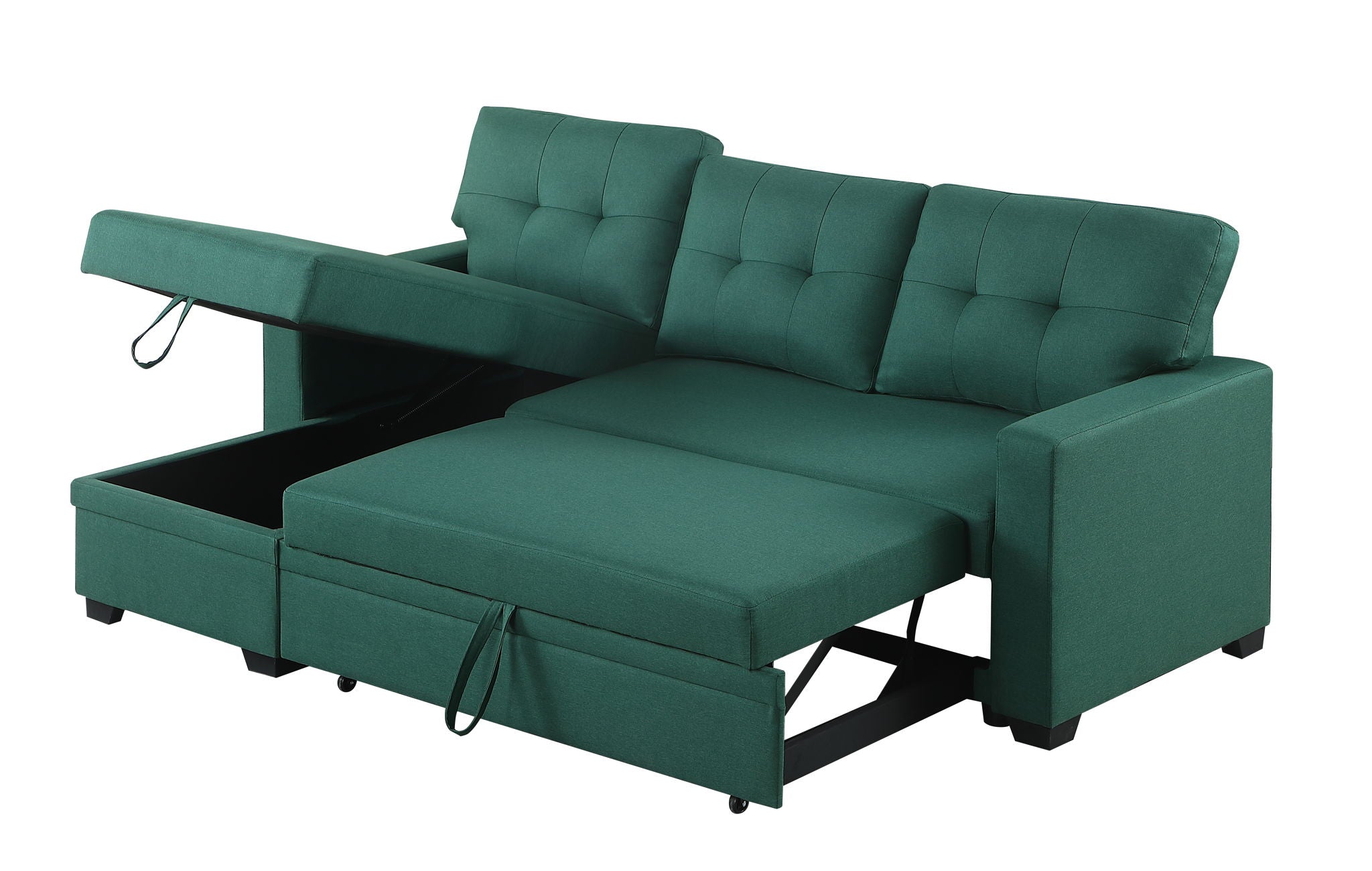 Upholstered Pull Out Sectional Sofa With Chaise by HouseOfZazla