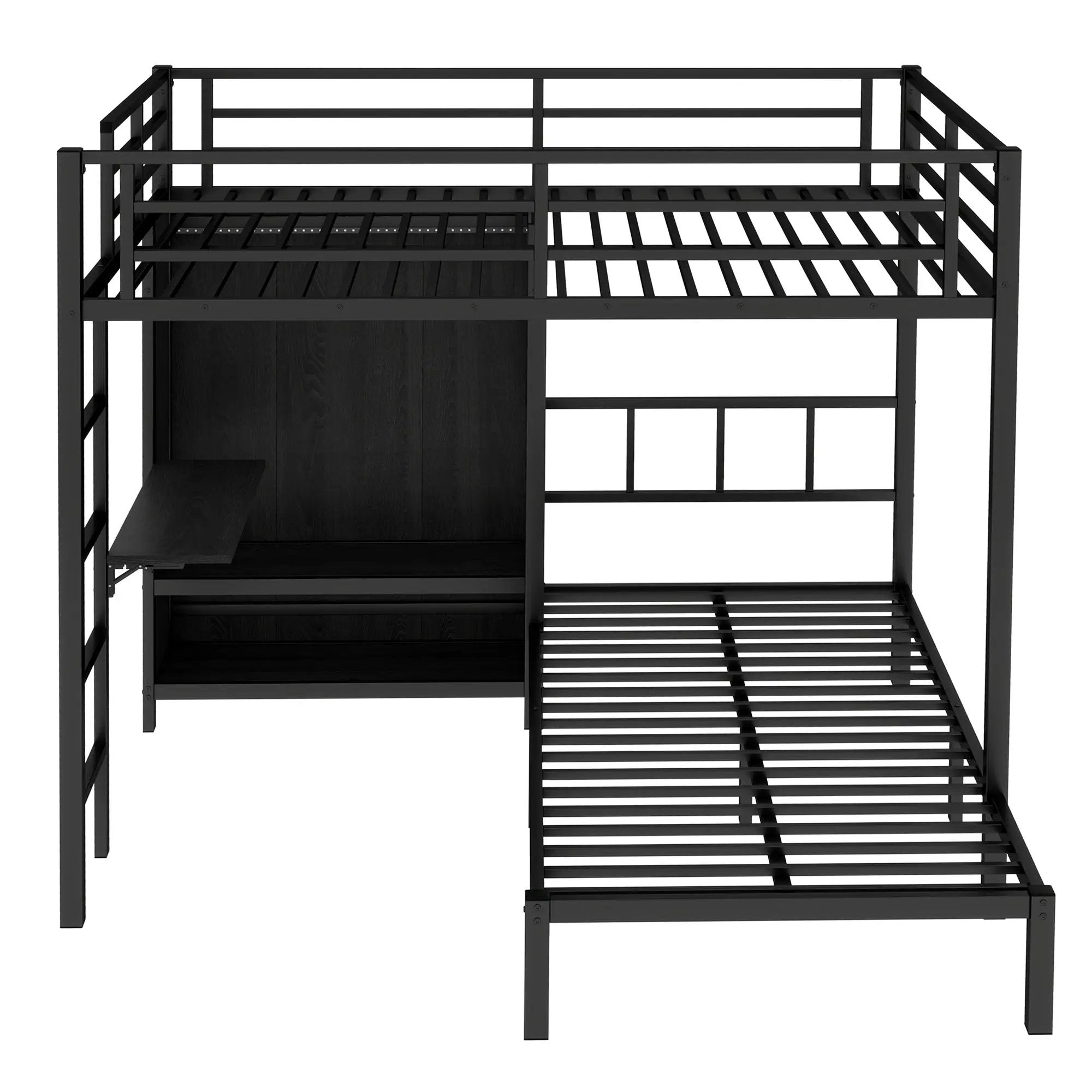 Full XL Over Twin Metal Bunk Bed with Folding Desk and Closet by HouseOfZazla