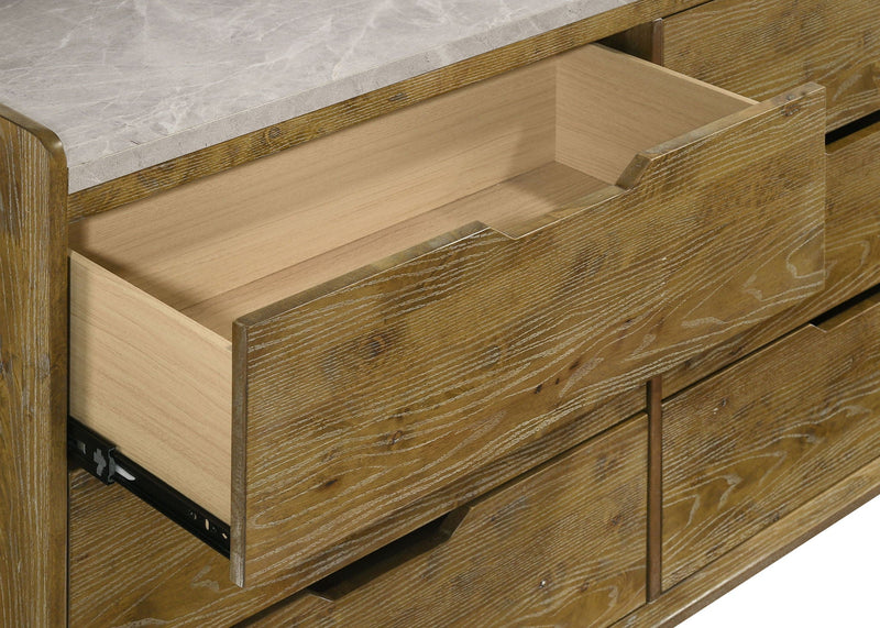 Henderson 6-drawer Bedroom Dresser with Mirror Medium Oak by Unique Piece Furniture
