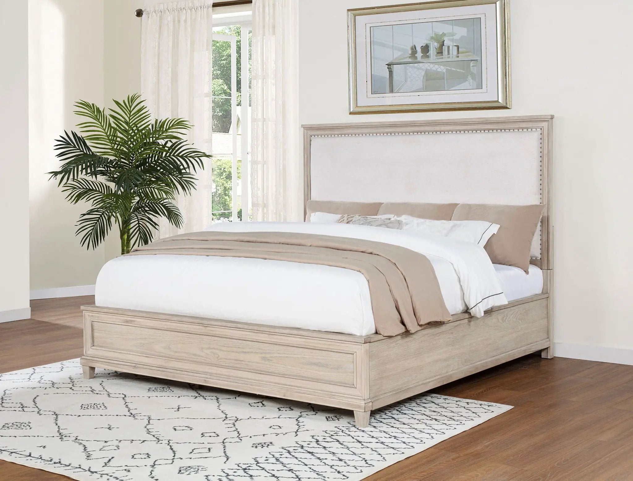 Pembroke 66-inch Eastern King Panel Bed Washed Oak by Unique Piece Furniture