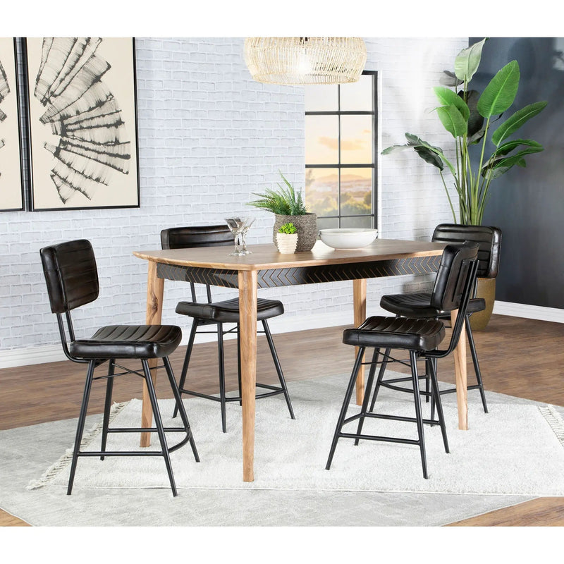Senko - 5 Piece Counter Dining Set With Upholstered Chairs - Antique Espresso by HouseOfZazla