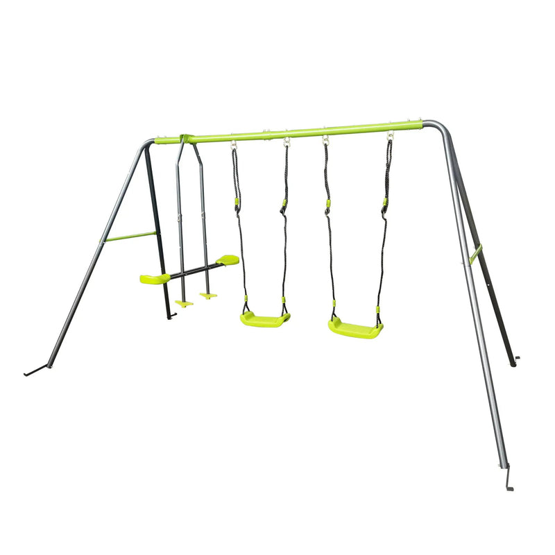 Xns081 Interesting Swingset With Plastic Safe Swing Set 440Lbs For Outdoor Playground For Age 3+ With Face To Face Without Tee - Lime Green by HouseOfZazla