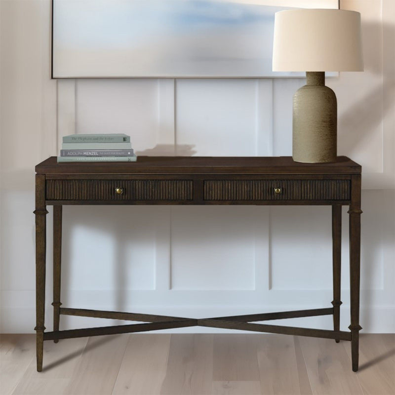 Fluted 2 Drawer Storage Console Table - Brown by HouseOfZazla