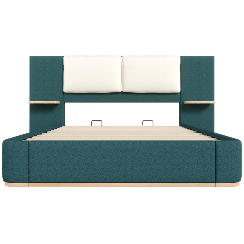 Queen Size Upholstered Platform Bed with Panel by HouseOfZazla