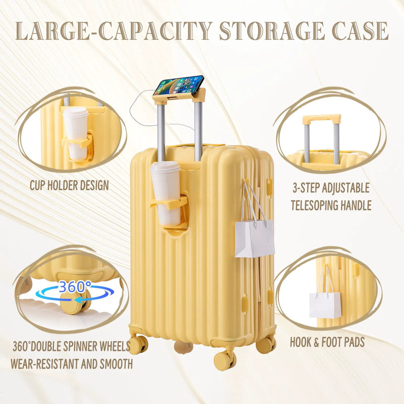 3-Piece ABS Spinner Wheel Luggage Set in Yellow by HouseOfZazla