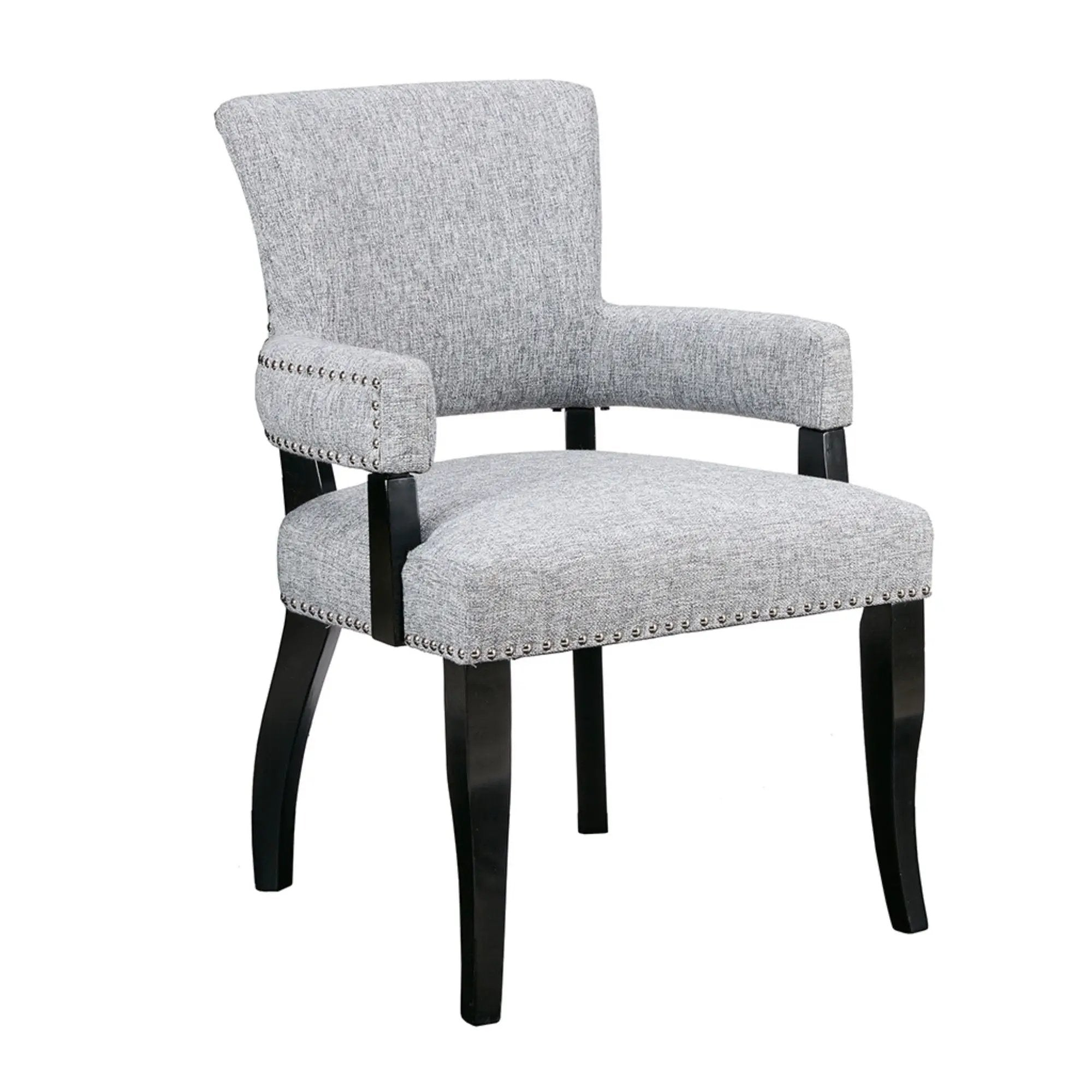 Elegant Arm Dining Chair With Brass Nail Head Detailing by Unique Piece Furniture