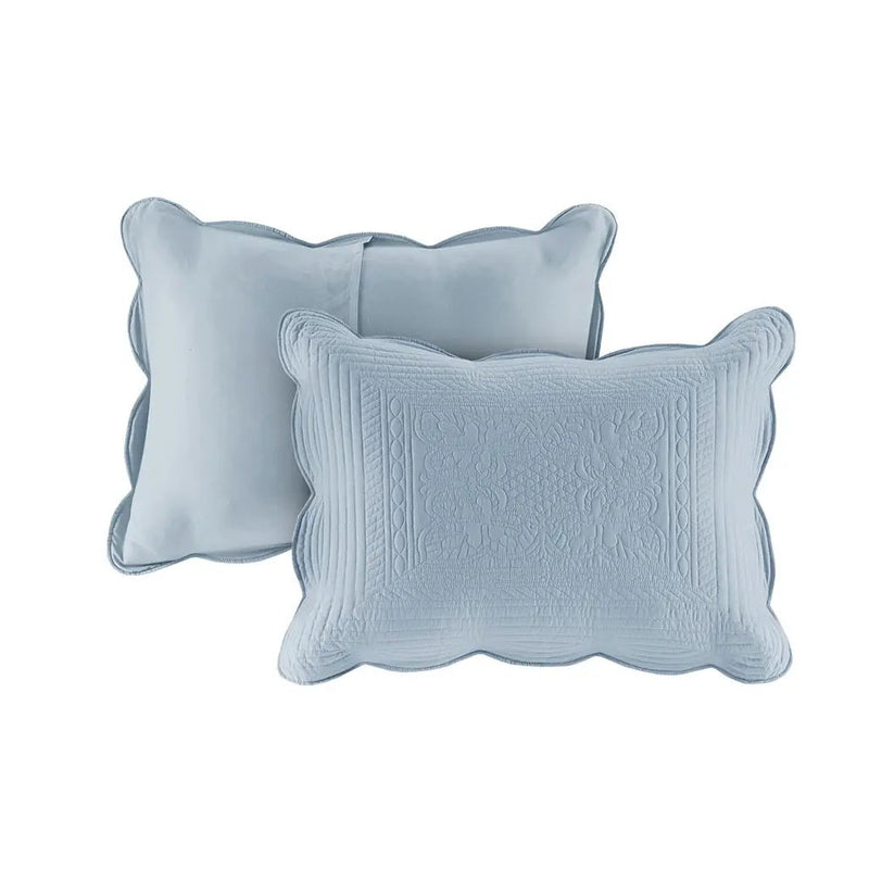 3 Piece Reversible Scalloped Edge Quilt Set - Blue King/Cal King by HouseOfZazla