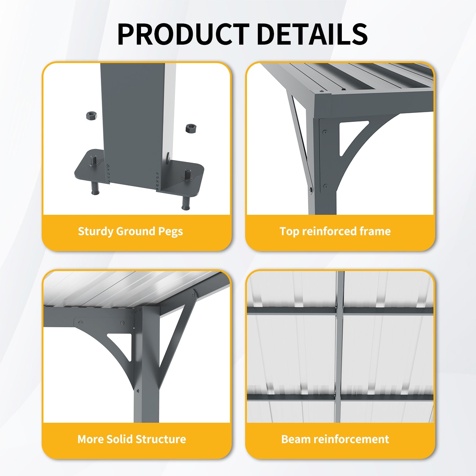 Outdoor Pergola 8' x 10' Metal Inclined Roof by HouseOfZazla