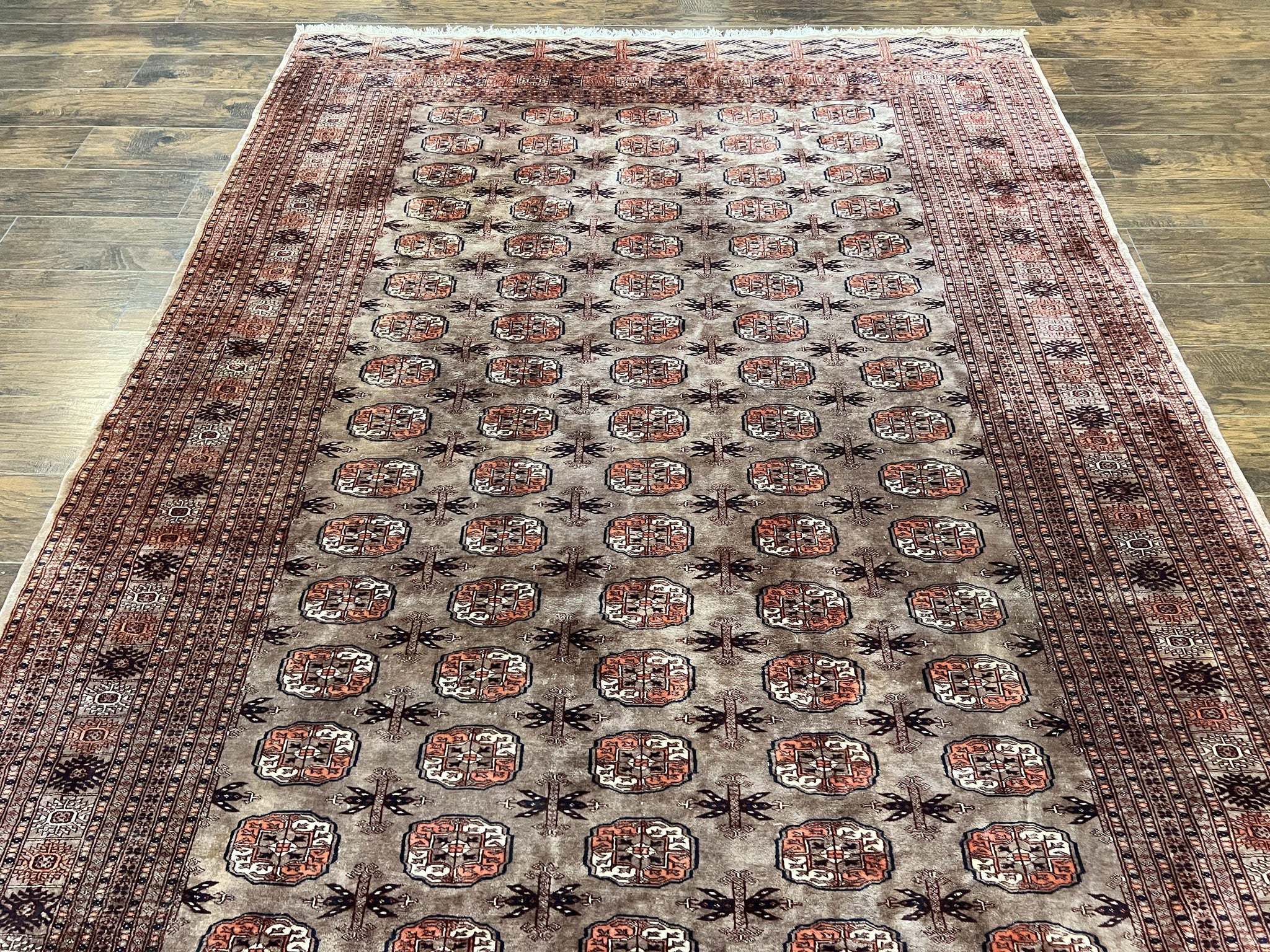 Pakistani Bokhara Turkoman Rug 7x10, Handmade Vintage Wool Carpet, Brown-Red by Jewel Rugs