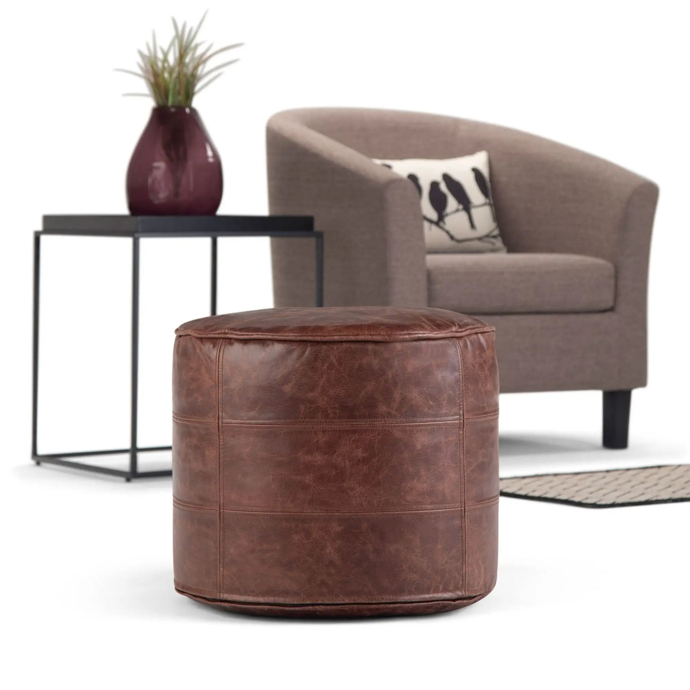Connor - Handcrafted Round Pouf by Unique Piece Furniture