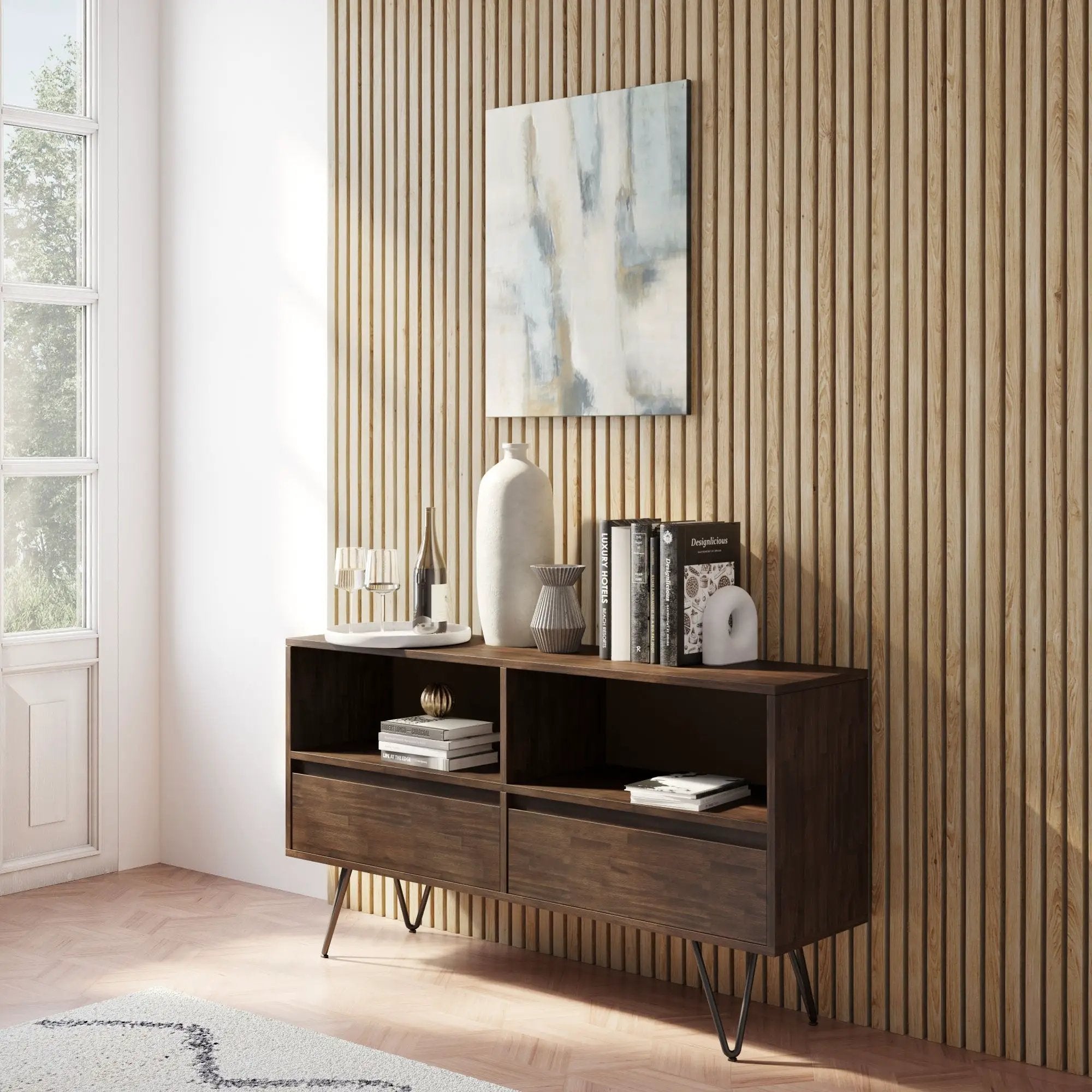 Chase - Low Bookcase - Rustic Natural Aged Brown by Unique Piece Furniture