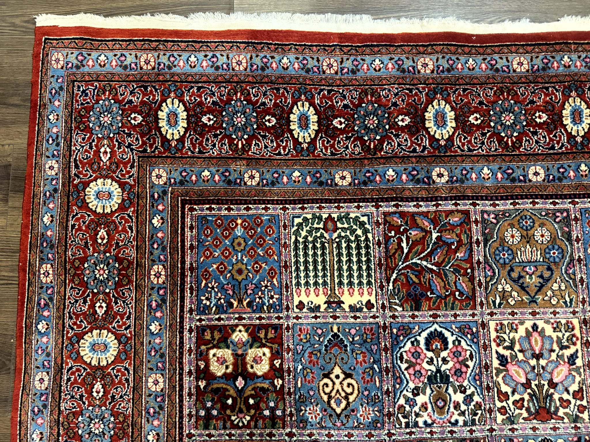 Wonderful Persian Qum Rug 10x13, Panel Design, Fine 260 KPSI, Signed, Red Multicolor by Jewel Rugs