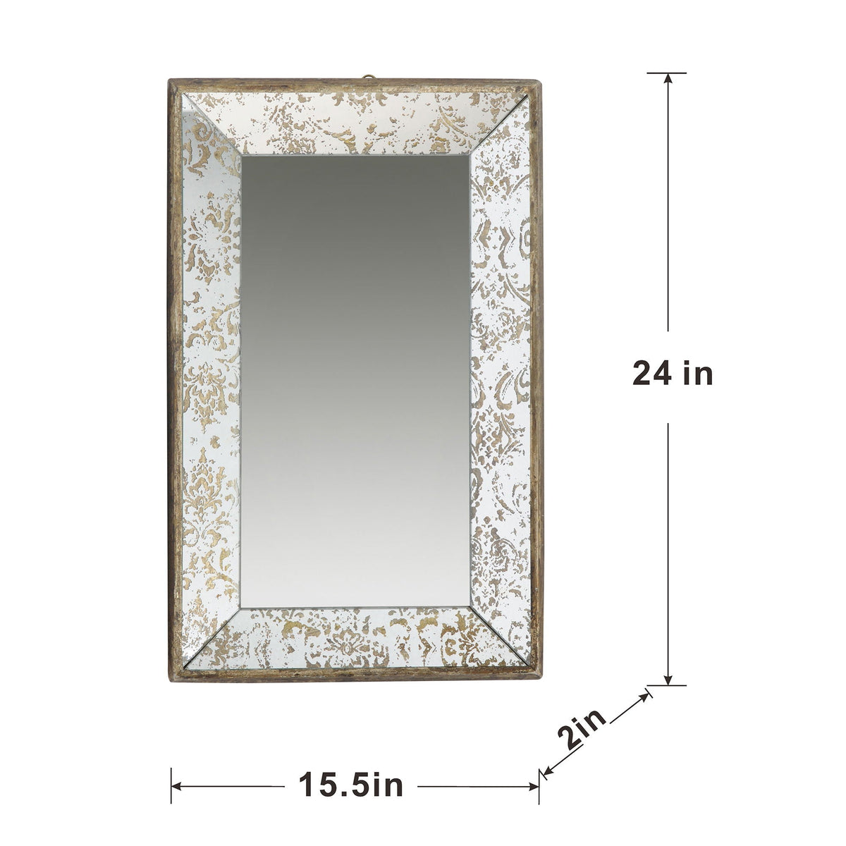 Antique Rectangle Mirror with Floral Accents - Pearl Silver, photo 14 of 25