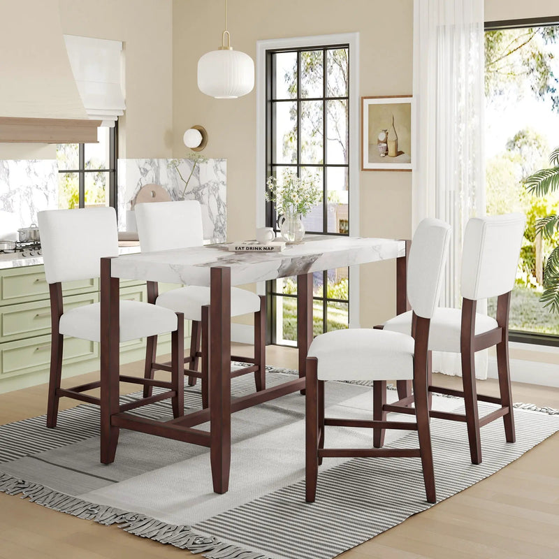5 Piece Counter Height Dining Set With 4 Upholstered Chairs by Unique Piece Furniture