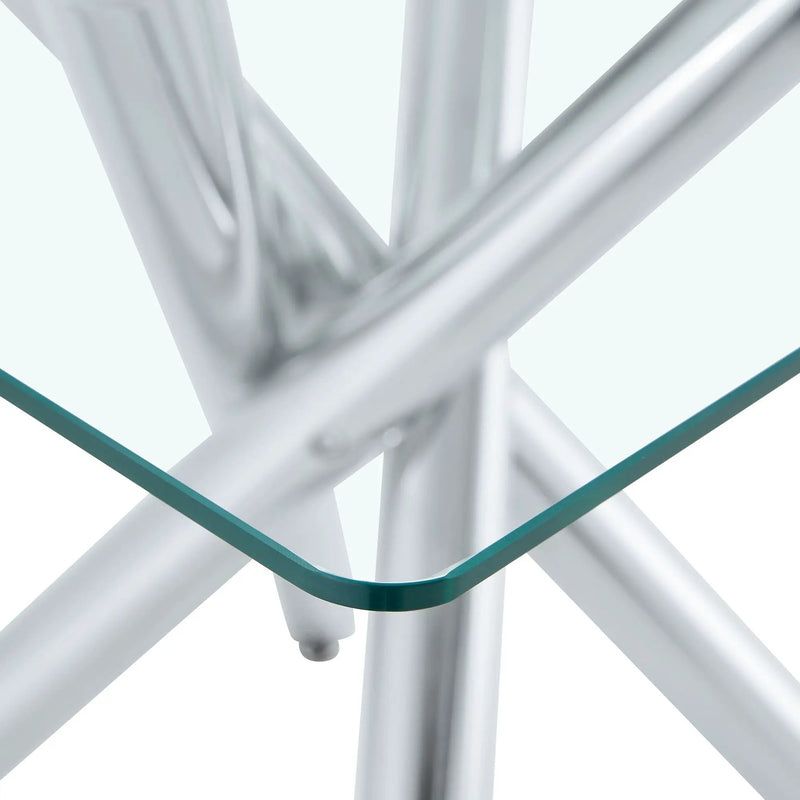 Modern Electroplated Metal Leg Bar Table with Tempered Glass Top by HouseOfZazla