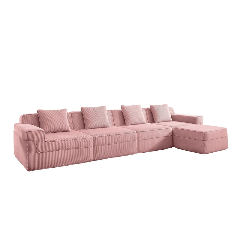Modular 4 Seat L Shape Sectional Boneless Sofa by HouseOfZazla