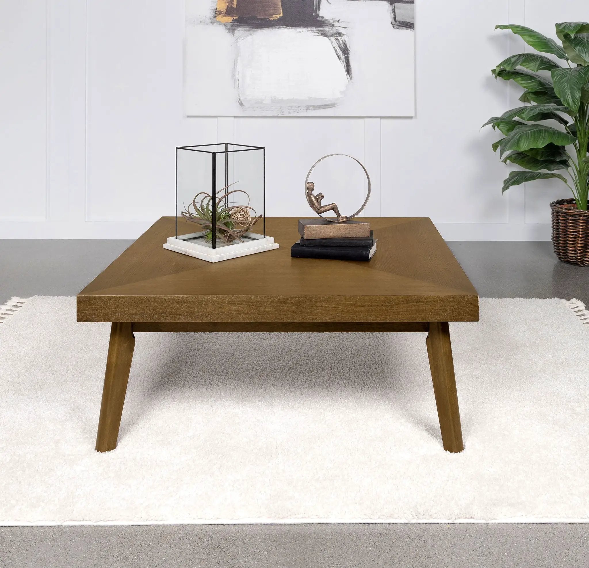 Westerly Square Wood Coffee Table Walnut Brown by Unique Piece Furniture