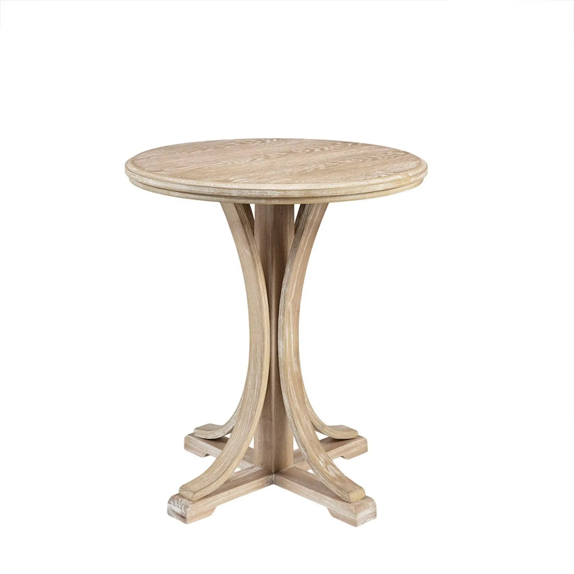 Accent Table Round Rustic Ash Veneer Reclaimed Wheat - Natural by Unique Piece Furniture