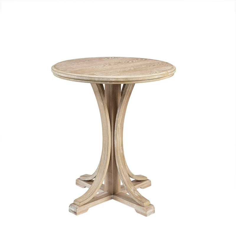 Accent Table Round Rustic Ash Veneer Reclaimed Wheat - Natural by Unique Piece Furniture